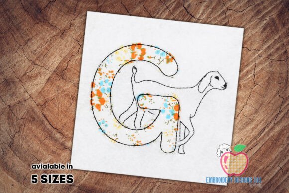 Alphabet G with Goat Applique