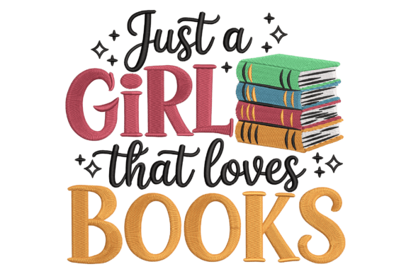 Book Lover Embroidery Design