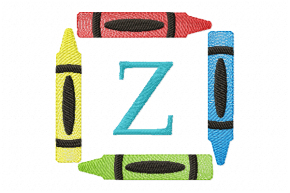 Crayons Frame Monogram Letter Z