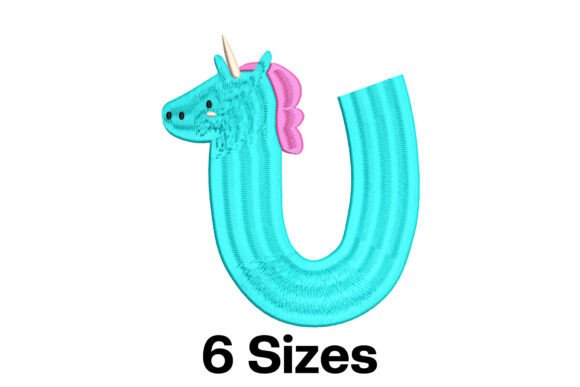 Funny Unicorn Alphabet Letter U