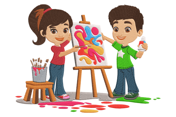 Kids with Art Supplies