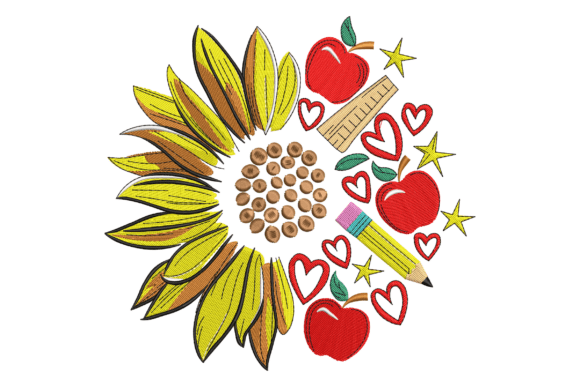 Sunflower Teacher Embroidery