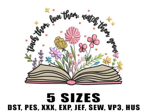 Teacher Wildflowers Embroidery Design