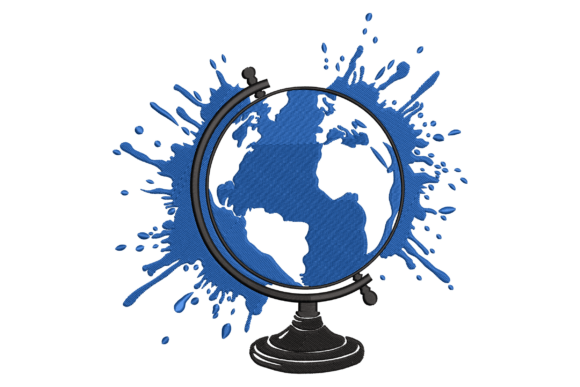 Watercolor Globe Embroidery Design